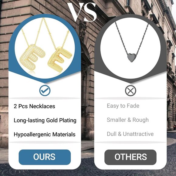 Unique 2-Piece Initial & Clover Pendant Necklaces - Hypoallergenic Gold Jewelry - Picture 5 of 6